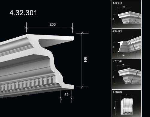  4.32.301	Карнизы с орнаментом из полиуретана