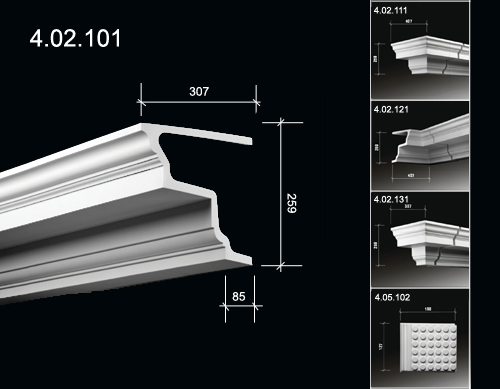 4.02.101 Карнизы с гладким профилем из полиуретана