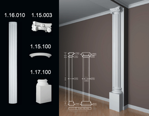 1.16.010 / 1.15.003 / 1.15.100 / 1.17.100 Polyurethane half column