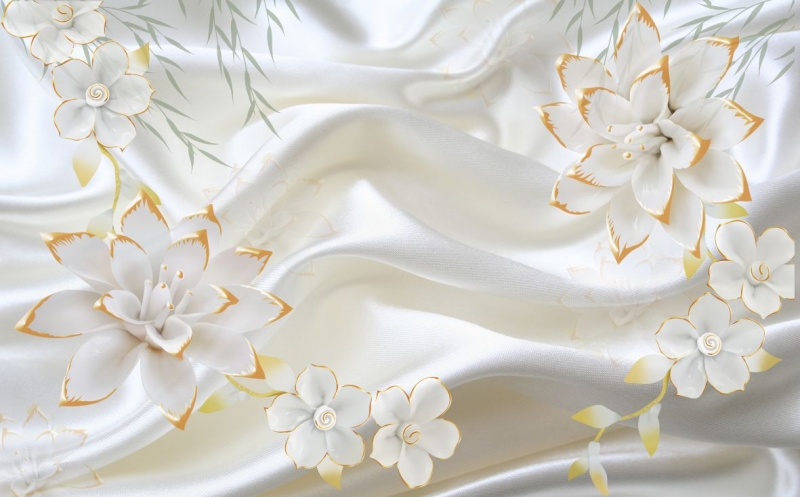 White jade flower on fabric background