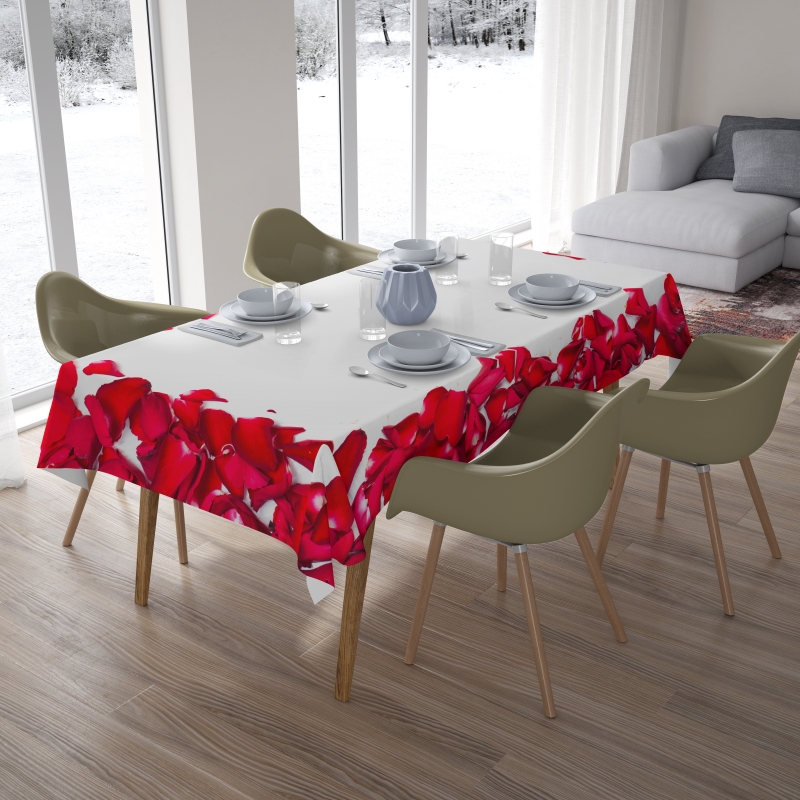 Tablecloth Red Roses Petals