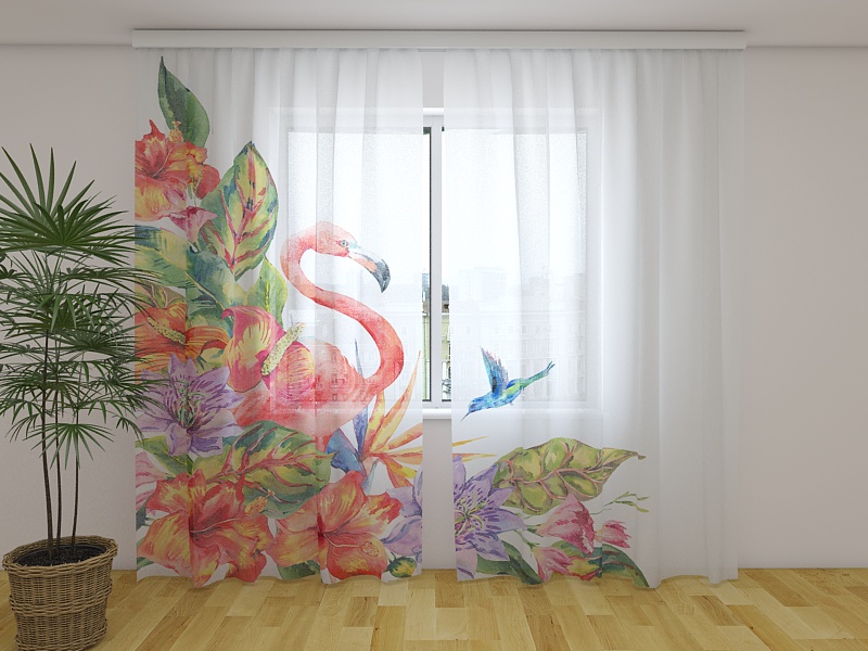 Photo curtains Tropical Flamingo