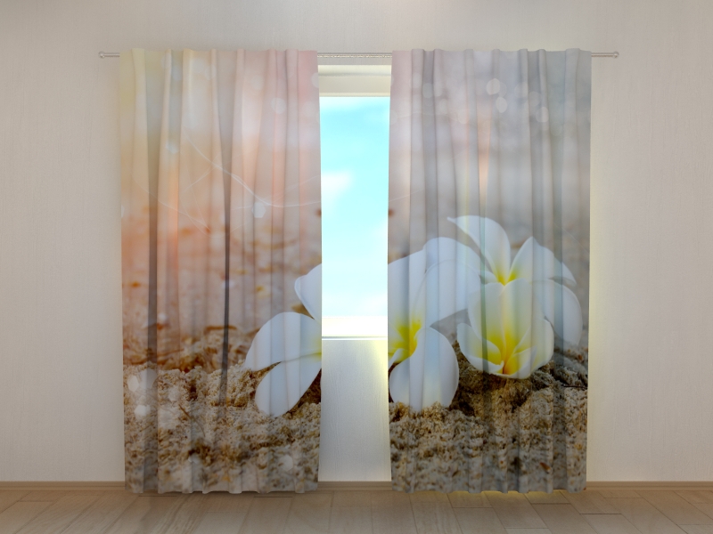 Photo curtains Tropical Flowers on the Beach