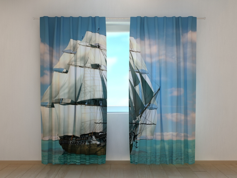 Photo curtains Beautiful Schooner