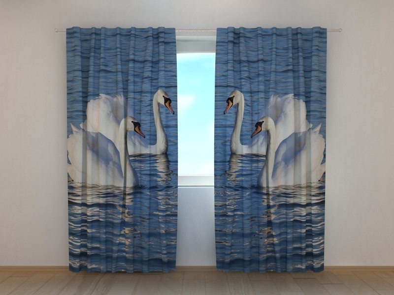 Photo curtains White Swans