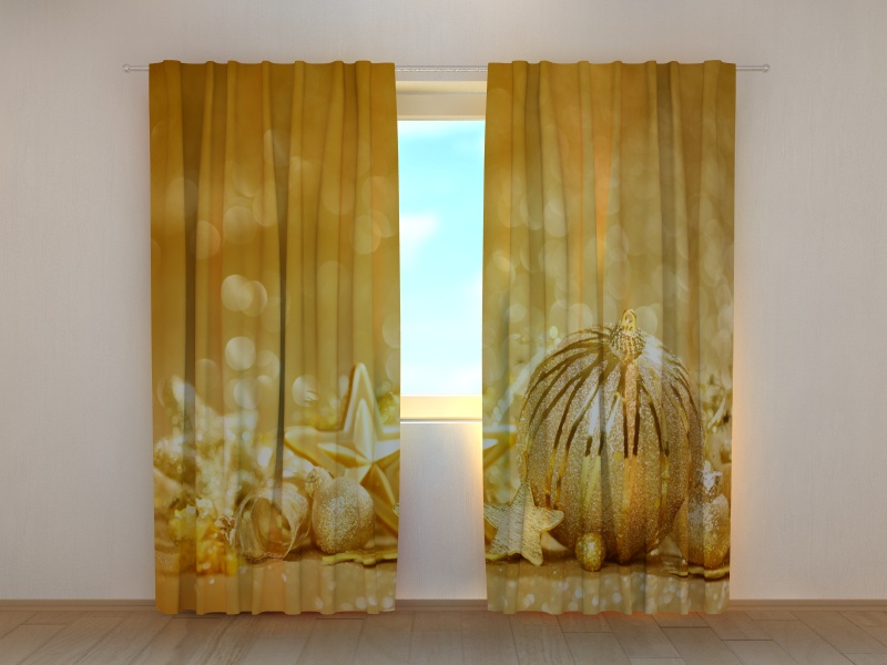 Photo curtains Golden Christmas Toys