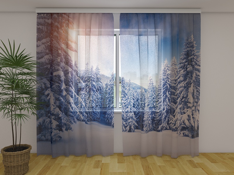 Photo curtains Christmas Sunset