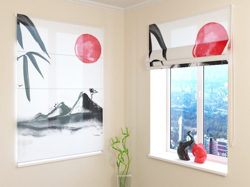 Roman Blind Beautiful Japanese Watercolor