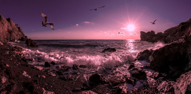 Krimas jūras ainava. Saulriets 